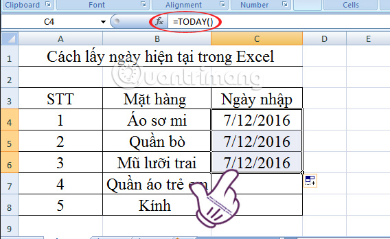 Excel chen ngay copy Excel chen ngay copy