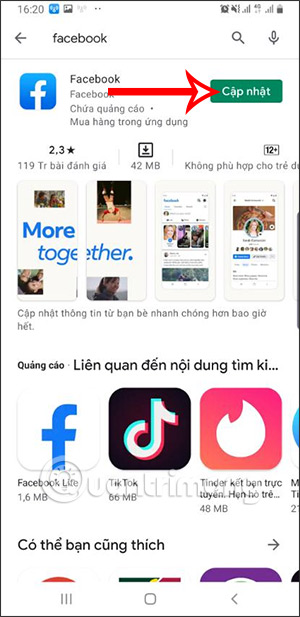 Facebook cap nhat ung dung 1 Facebook cap nhat ung dung 1