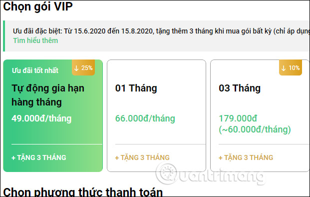 VieON mua goi VIP 3 VieON mua goi VIP 3