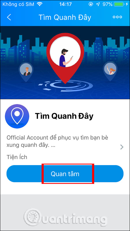 B1: Tìm quanh đây trên Zalo