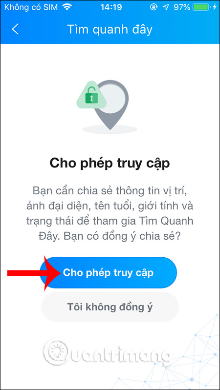 B2: Tìm quanh đây trên Zalo