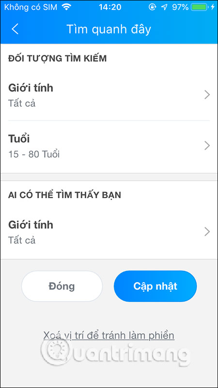 B2: Tìm quanh đây trên Zalo