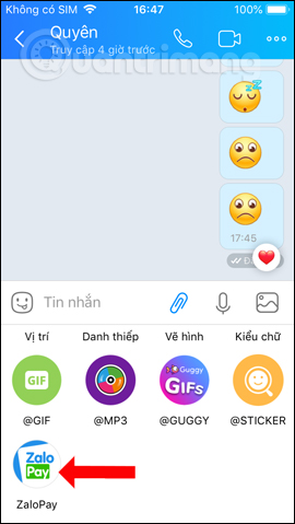 Zalo chat gui tien ZaloPay 2 Zalo chat gui tien ZaloPay 2