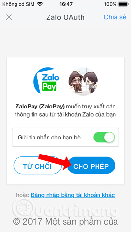 Zalo chat gui tien ZaloPay 3 Zalo chat gui tien ZaloPay 3