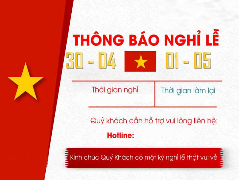 Hướng dẫn tạo banner thông báo nghỉ lễ 30/4 - 1/5 online