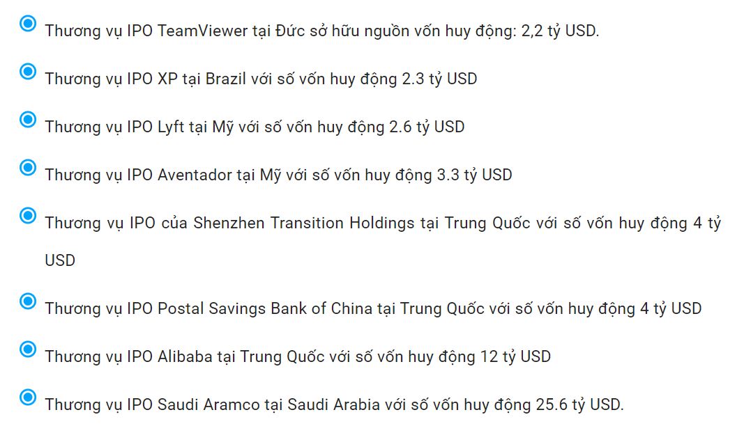 Các thương vụ IPO đình đám trên thế giới