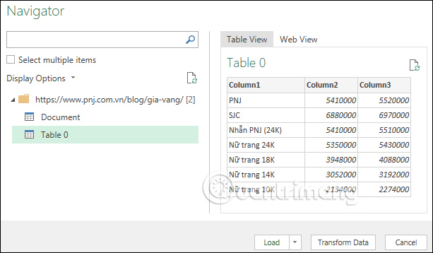 chen du lieu web vao Excel 5 chen du lieu web vao Excel 5