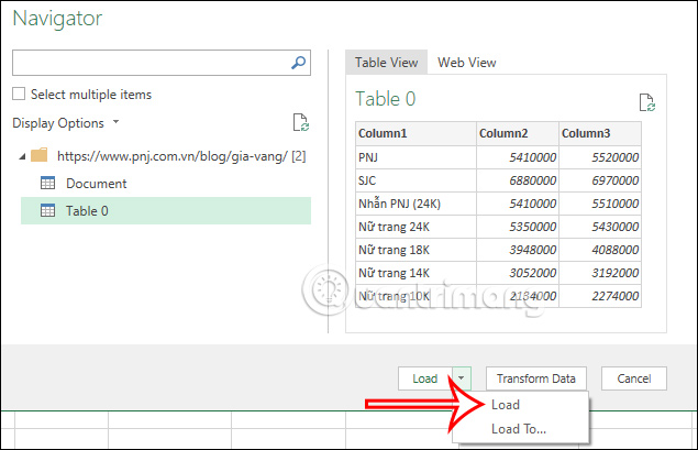 chen du lieu web vao Excel 6 chen du lieu web vao Excel 6