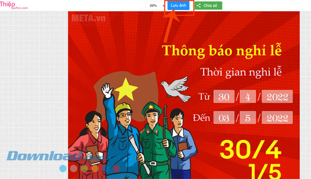 tạo thiệp thông báo nghỉ lễ 30/4