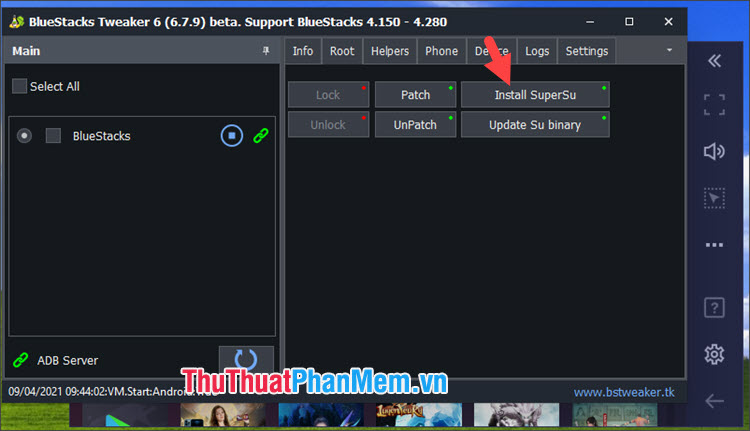 [BlueStacks TweakerにSuperSuをインストールする]Bấm để cài đặt ứng dụng