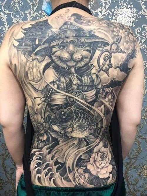 Hình xăm con mèo samurai (18)