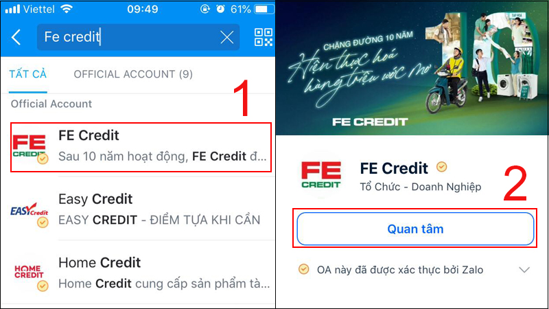 Chọn trang tín dụng FE mà bạn quan tâm