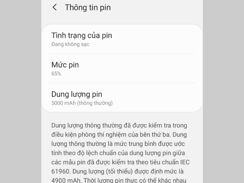 Xem thông tin pin