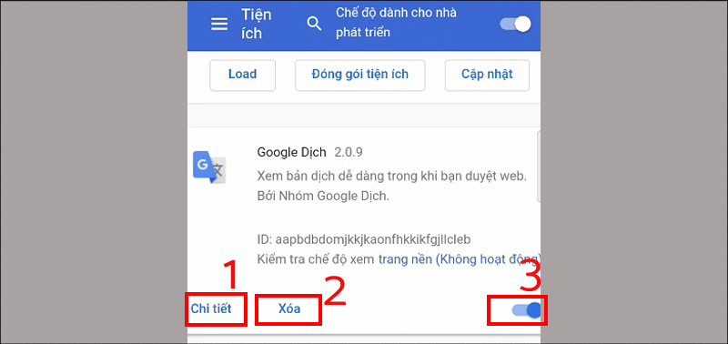 Tùy chọn cài đặt tiện ích con