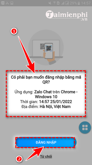 Đăng nhập Zalo web trên máy tính