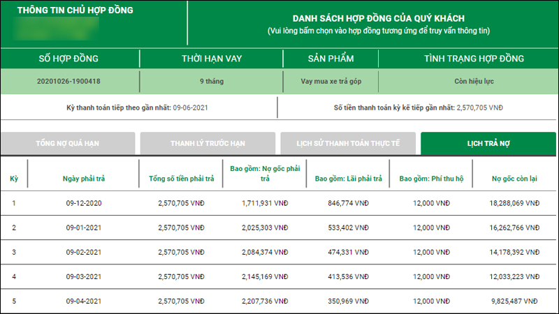 Kiểm tra thông tin hợp đồng