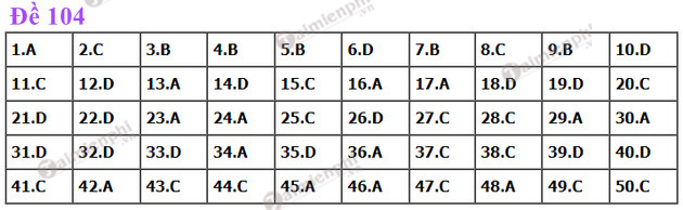 dap an de thi toan tot nghiep thpt nam 2022 ma de 104 dap an de thi toan tot nghiep thpt nam 2022 ma de 104