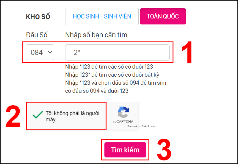 Chọn đầu số 084 và làm theo hướng dẫn