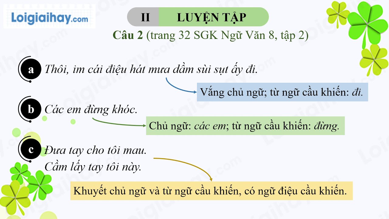 Soạn bài Câu cầu khiến (chi tiết) | Soạn văn 8 chi tiết