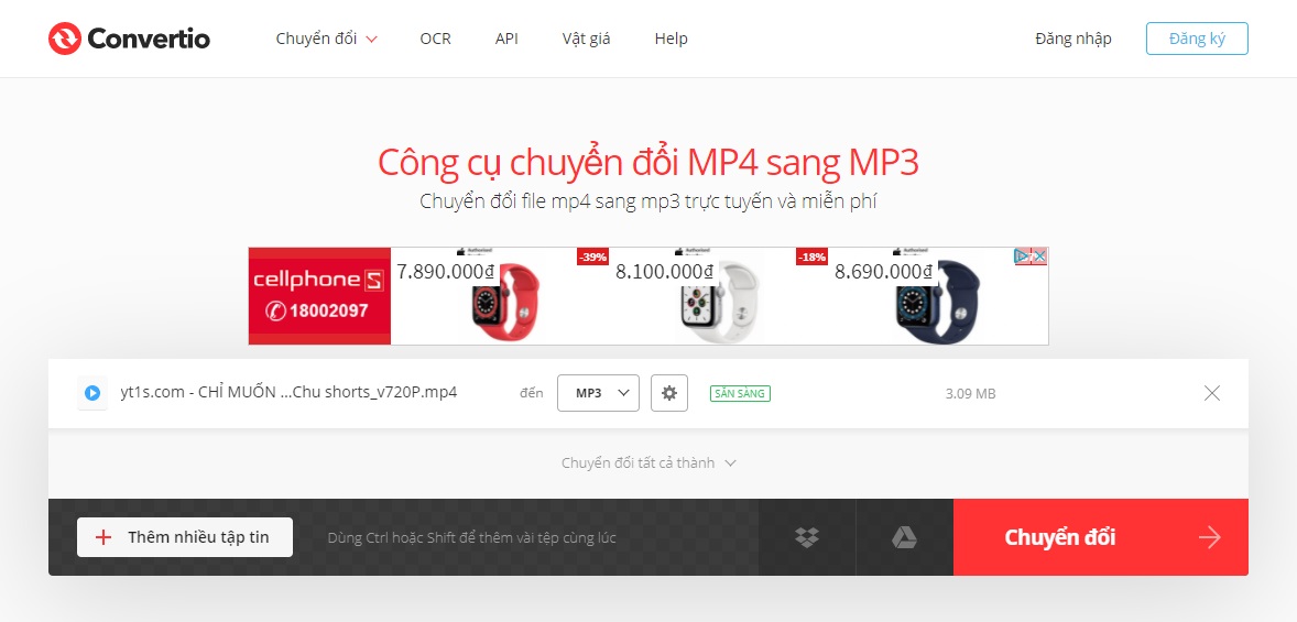 B3: Cách chuyển đổi MP4 sang MP3 trực tuyến bằng Convertio