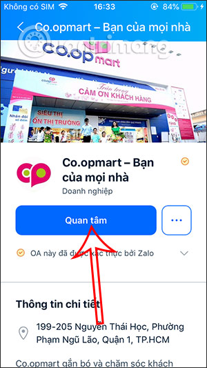 B1: Hướng dẫn đặt hàng Coopmart trên Zalo