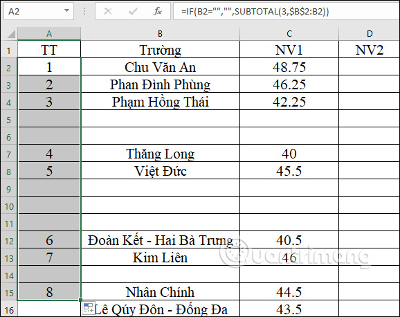 danh so thu tu trong Excel 12 danh so thu tu trong Excel 12
