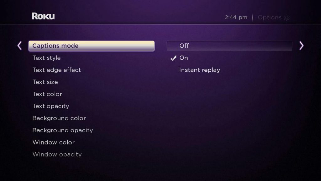 how to turn closed caption off on roku