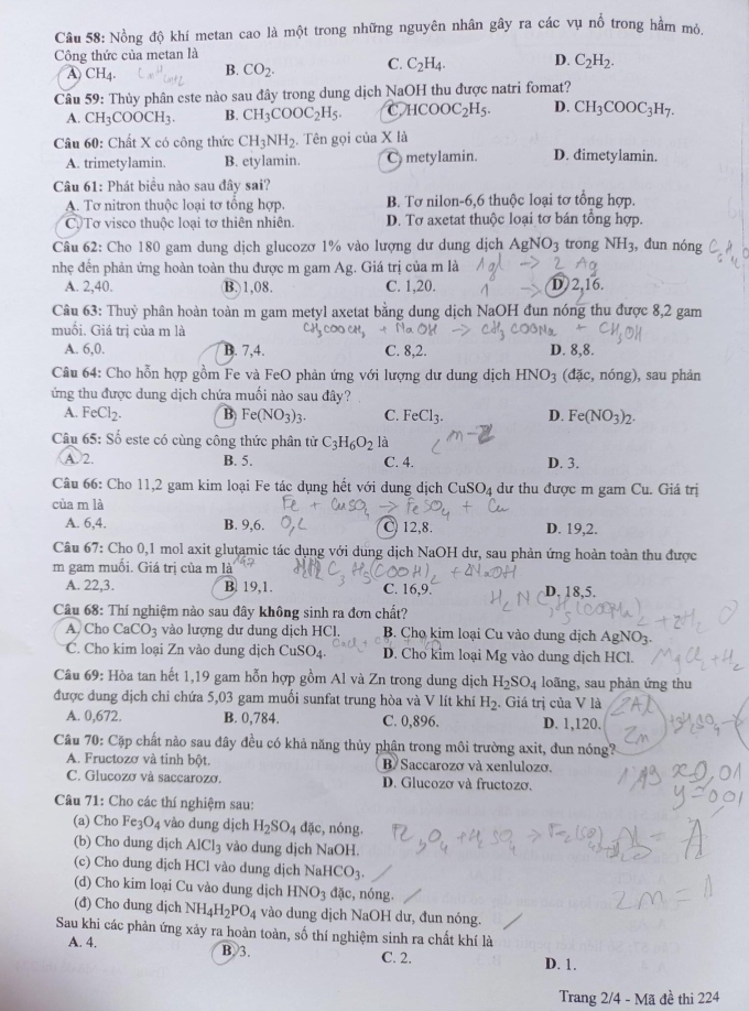 Đề môn Hóa thi tốt nghiệp THPT 2022 - 1