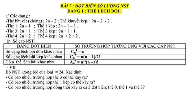 ĐỘT BIỄN SỐ LƯỢNG NST