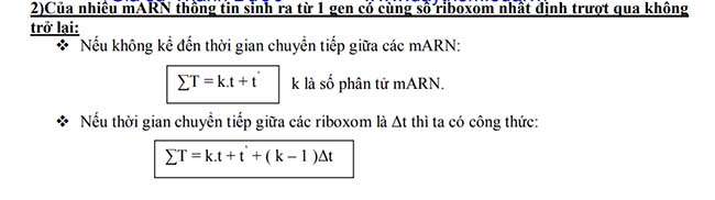 Của nhiều mARN thông tin sinh ra từ 1 gen có cùng số riboxom nhất định trượt qua không
trở lại