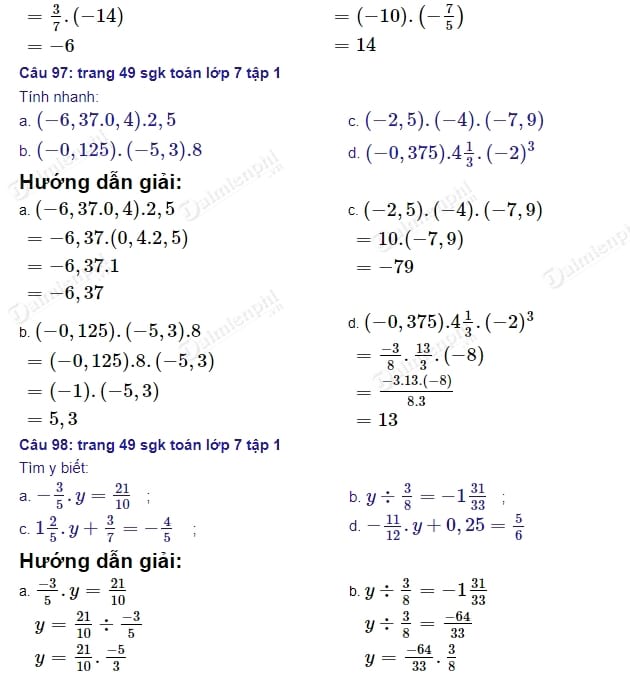 giai toan lop 7 on tap chuong 1