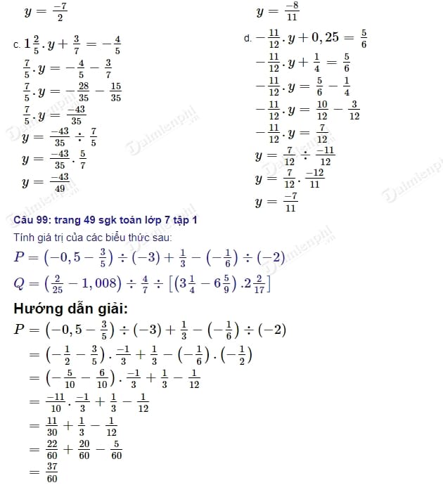 giai toan lop 7 on tap chuong 1