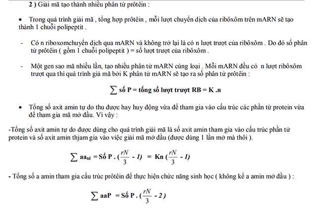 Giải mã tạo thành nhiều phân tử prôtêin