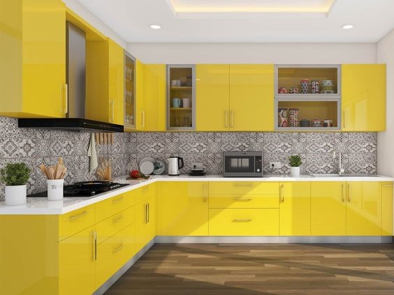 L shape modular kitchen design