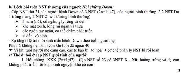 Lệch bội trên NST thường của người Hội chứng Down