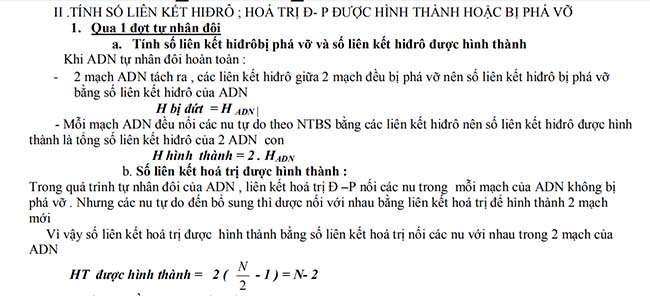 TÍNH SỐ LIÊN KẾT HIĐRÔ ; HOÁ TRỊ Đ- P ĐƯỢC HÌNH THÀNH HOẶC BỊ PHÁ VỠ