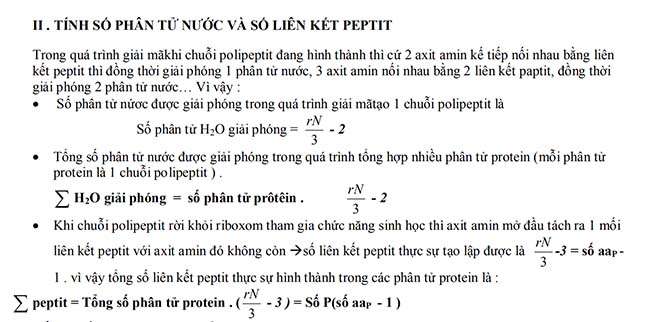 TÍNH SỐ PHÂN TỬ NƯỚC VÀ SỐ LIÊN KẾT PEPTIT