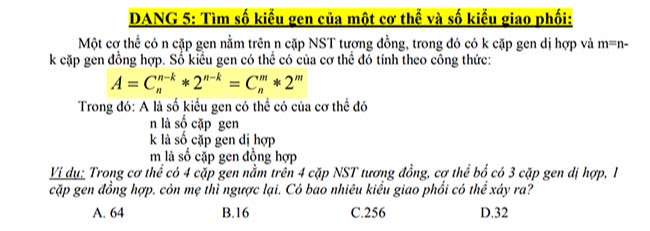 Tìm số kiểu gen của một cơ thể và số kiểu giao phối