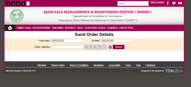 TSMDC: A guide to online sand booking and order tracking on SSMMS in Telangana