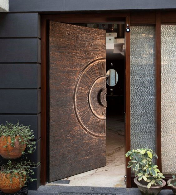 Ornamental wooden safety door design