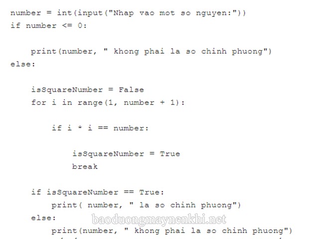 kiểm tra số chính phương python